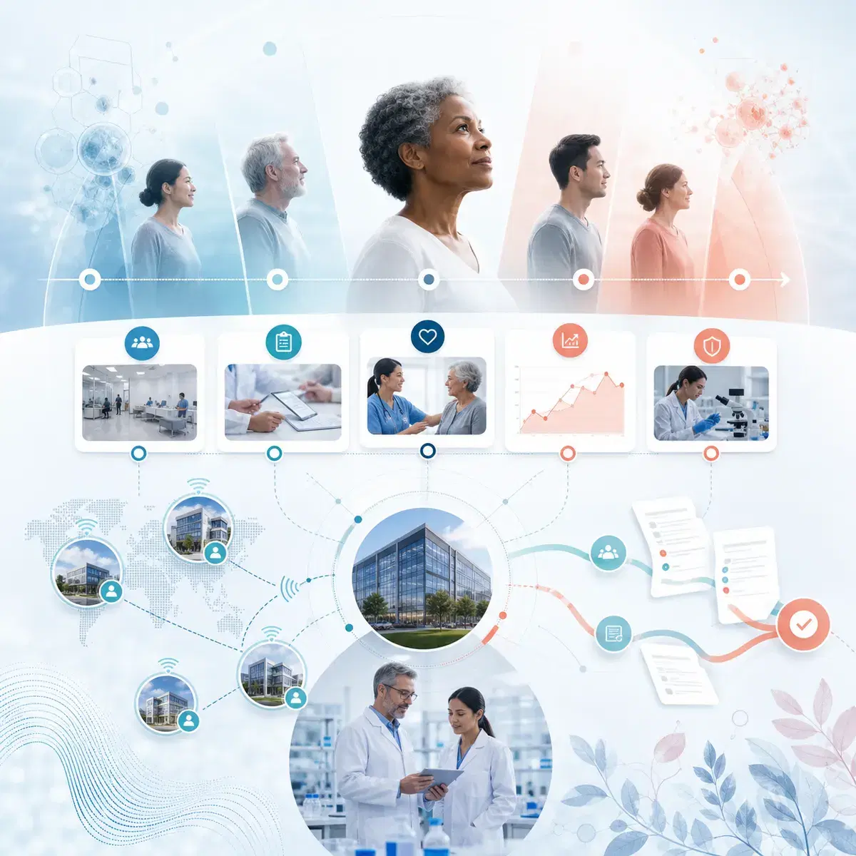 Illustration of a connected clinical trials management system